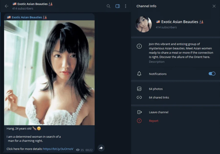 Preview of the Exotic Asian Beauties Telegram group