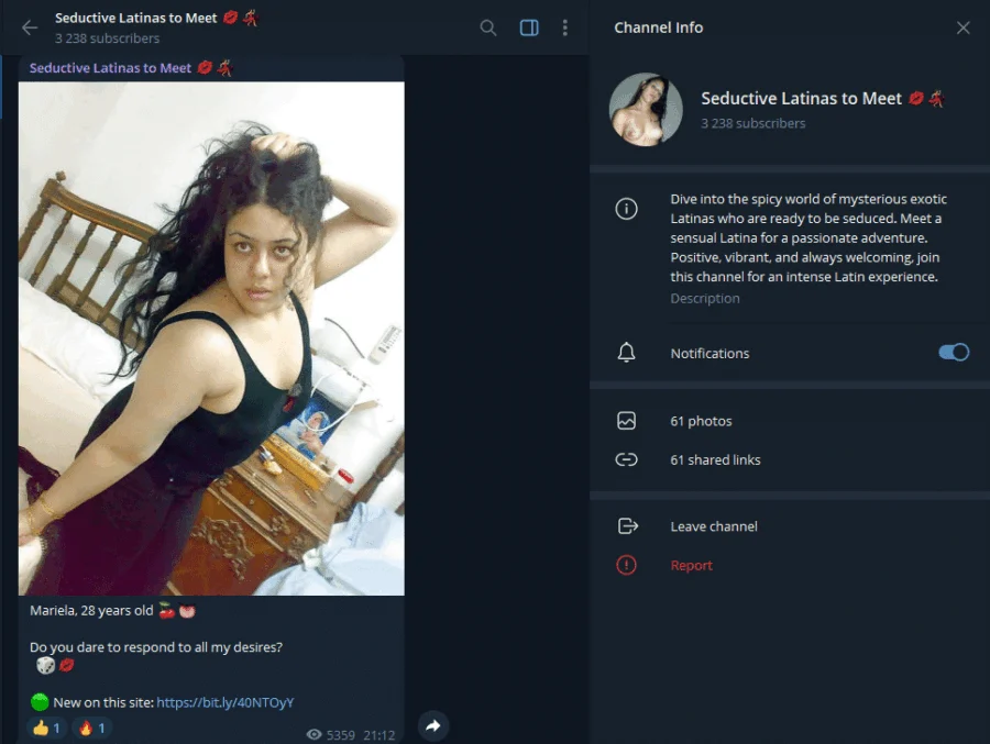 Preview of the Seductive Latinas to Meet Telegram group