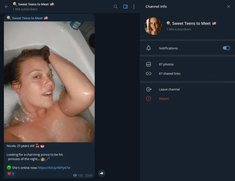 Preview of the Sweet Teens to Meet Telegram group